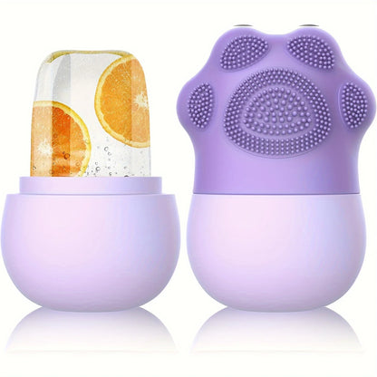 Ice Roller for Face Beauty Ice Roller with Cosmetic Brush Scrubber Mat Pad Cleaning Tool Skin Care Tools Perfect Gift for Women