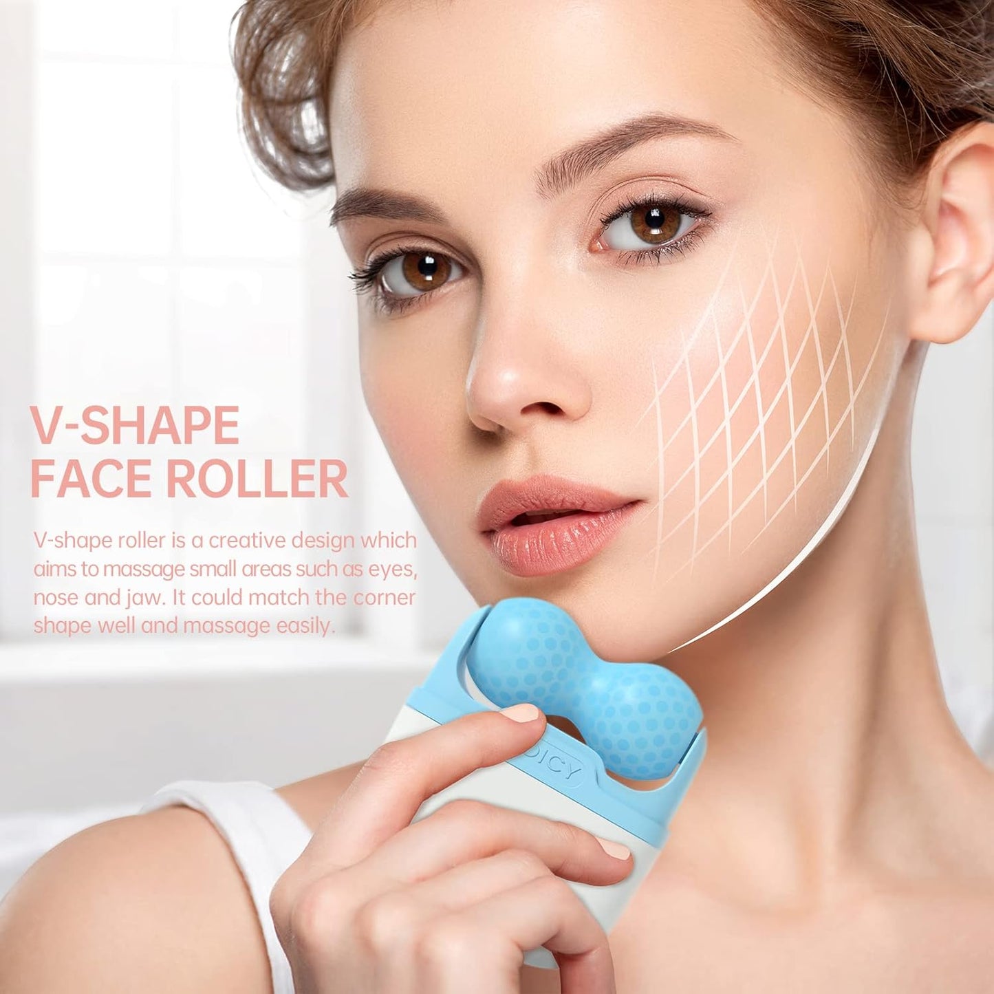 S30 Facial Ice Roller 2-In-1 Cold Massager Eye Cooling Roller with Plastic Cover, Blue